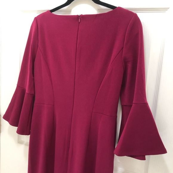 Eliza J Fuchsia Plum‎ Bell Sleeve Midi Sheath Dress. Size 6 - Picture 12 of 16